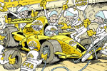 Cartoon Formel 1 Boxenstopp