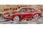 Jaguar E-Type Oldtimer Aquarell