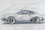 Auto Oldtimer Porsche 911 Aquarell