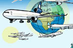 Illustration flugzeug flughafen globus