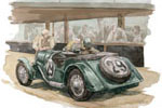 Morgan Tourist Trophy Automobil Aquarell Oldtimer