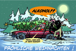 Weihnachtskarte Cartoon Mercedes 107 SL Oldtimer